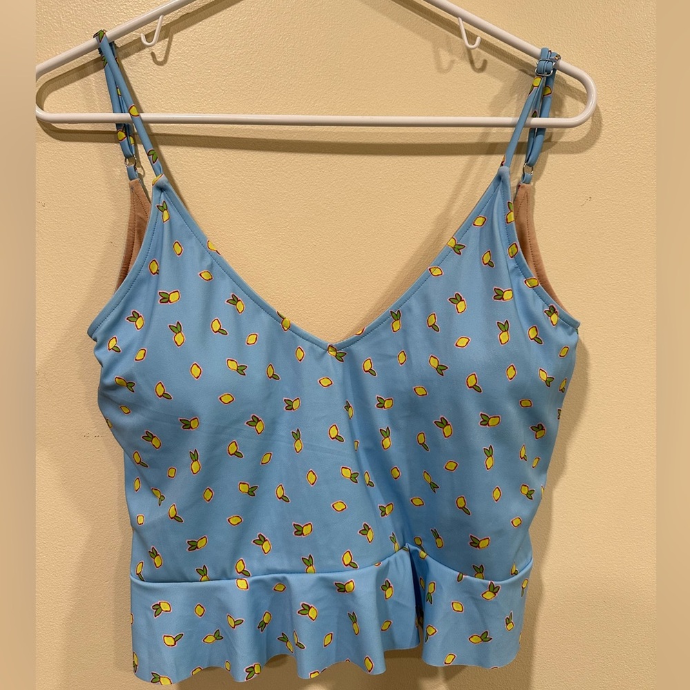 Kortni Jeane Blue Lemon Print Bikini Top
